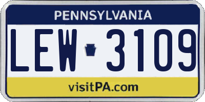 PA license plate LEW3109