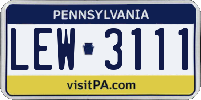 PA license plate LEW3111