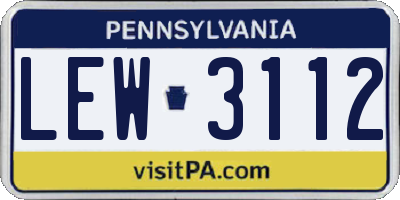 PA license plate LEW3112