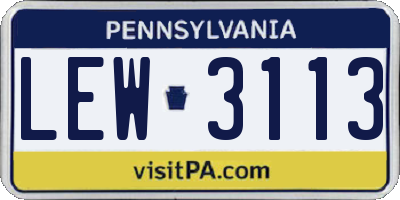 PA license plate LEW3113
