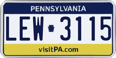 PA license plate LEW3115