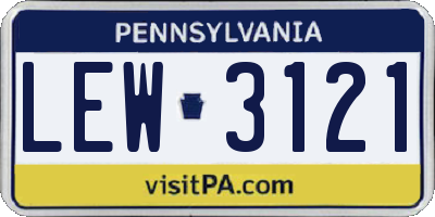 PA license plate LEW3121