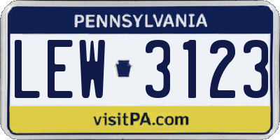 PA license plate LEW3123