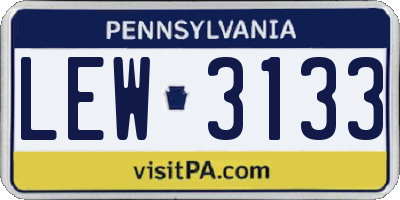 PA license plate LEW3133