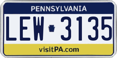 PA license plate LEW3135
