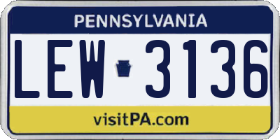 PA license plate LEW3136