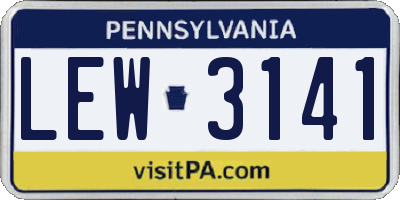 PA license plate LEW3141