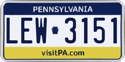 PA license plate LEW3151