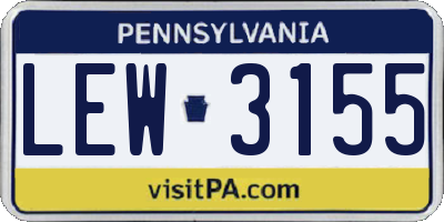 PA license plate LEW3155