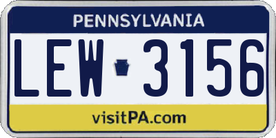 PA license plate LEW3156
