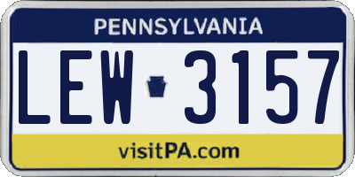 PA license plate LEW3157