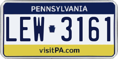 PA license plate LEW3161