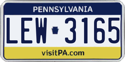 PA license plate LEW3165
