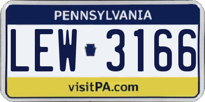 PA license plate LEW3166