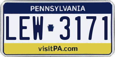 PA license plate LEW3171