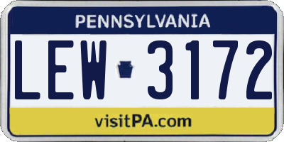 PA license plate LEW3172