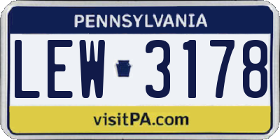 PA license plate LEW3178