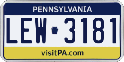 PA license plate LEW3181