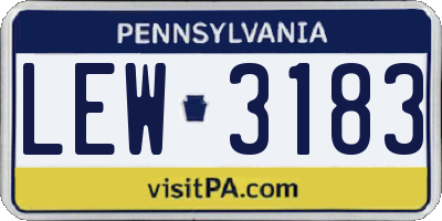 PA license plate LEW3183