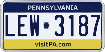 PA license plate LEW3187