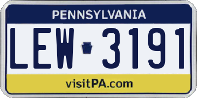 PA license plate LEW3191