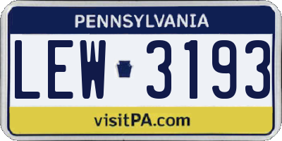 PA license plate LEW3193