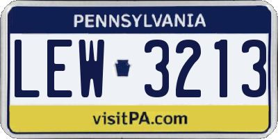 PA license plate LEW3213