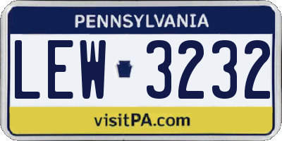 PA license plate LEW3232