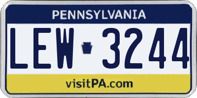 PA license plate LEW3244