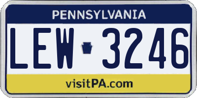 PA license plate LEW3246