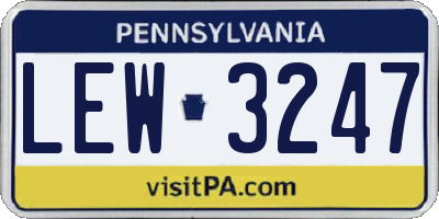 PA license plate LEW3247