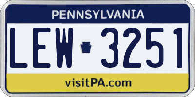 PA license plate LEW3251