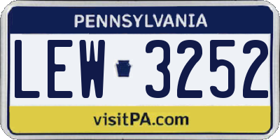 PA license plate LEW3252