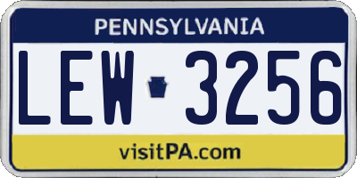 PA license plate LEW3256