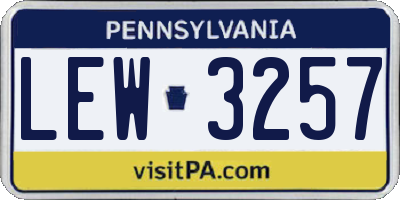PA license plate LEW3257