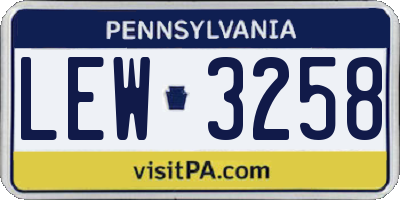 PA license plate LEW3258