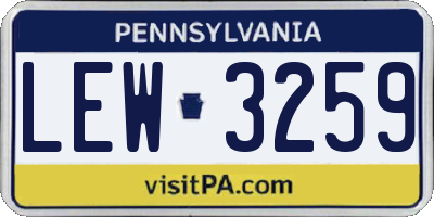 PA license plate LEW3259