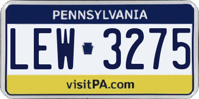 PA license plate LEW3275