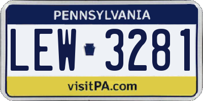 PA license plate LEW3281