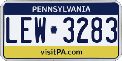 PA license plate LEW3283