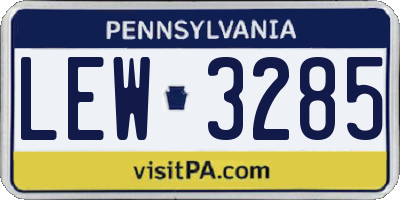 PA license plate LEW3285