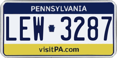 PA license plate LEW3287
