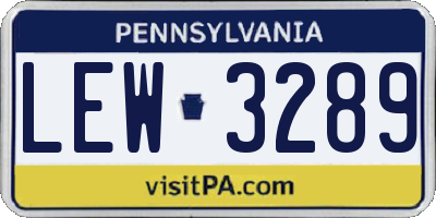 PA license plate LEW3289