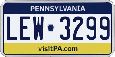 PA license plate LEW3299
