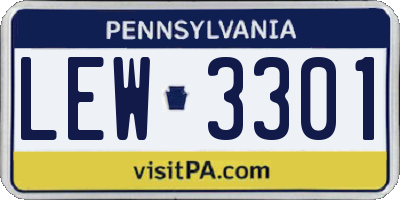 PA license plate LEW3301