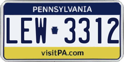 PA license plate LEW3312