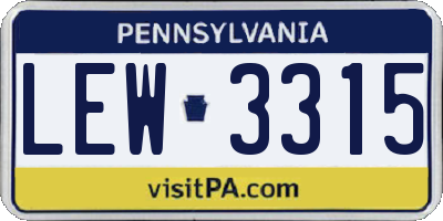 PA license plate LEW3315