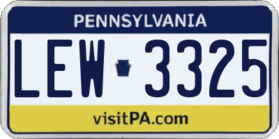 PA license plate LEW3325