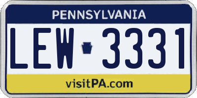 PA license plate LEW3331