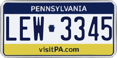 PA license plate LEW3345